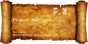 Probst Mózes névjegykártya